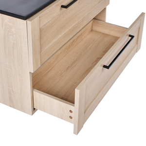 Mobile da bagno con lavabo in legno massiccio 80 x 47 cm Marrone chiaro stile moderno