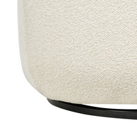 Poltrona Curva Industriale in Bouclé con Base Nera Girevole a 360° Bianco sporco