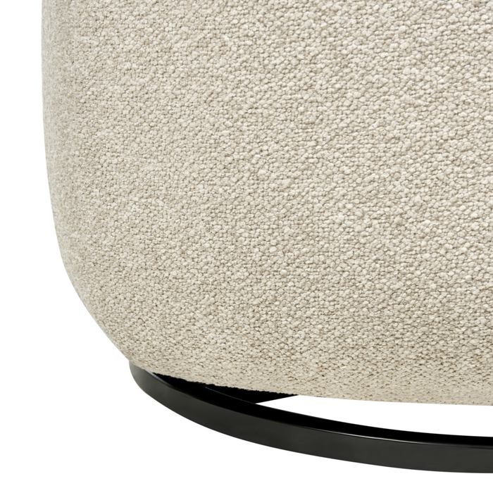 Poltrona Curva Industriale in Bouclé con Base Nera Girevole a 360° Beige chiaro