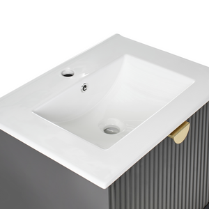 Mobiletto da parete con lavabo in legno massiccio per bagno 60 cm Nero stile moderno