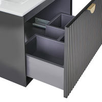 Mobiletto da parete con lavabo in legno massiccio per bagno 60 cm Nero stile moderno