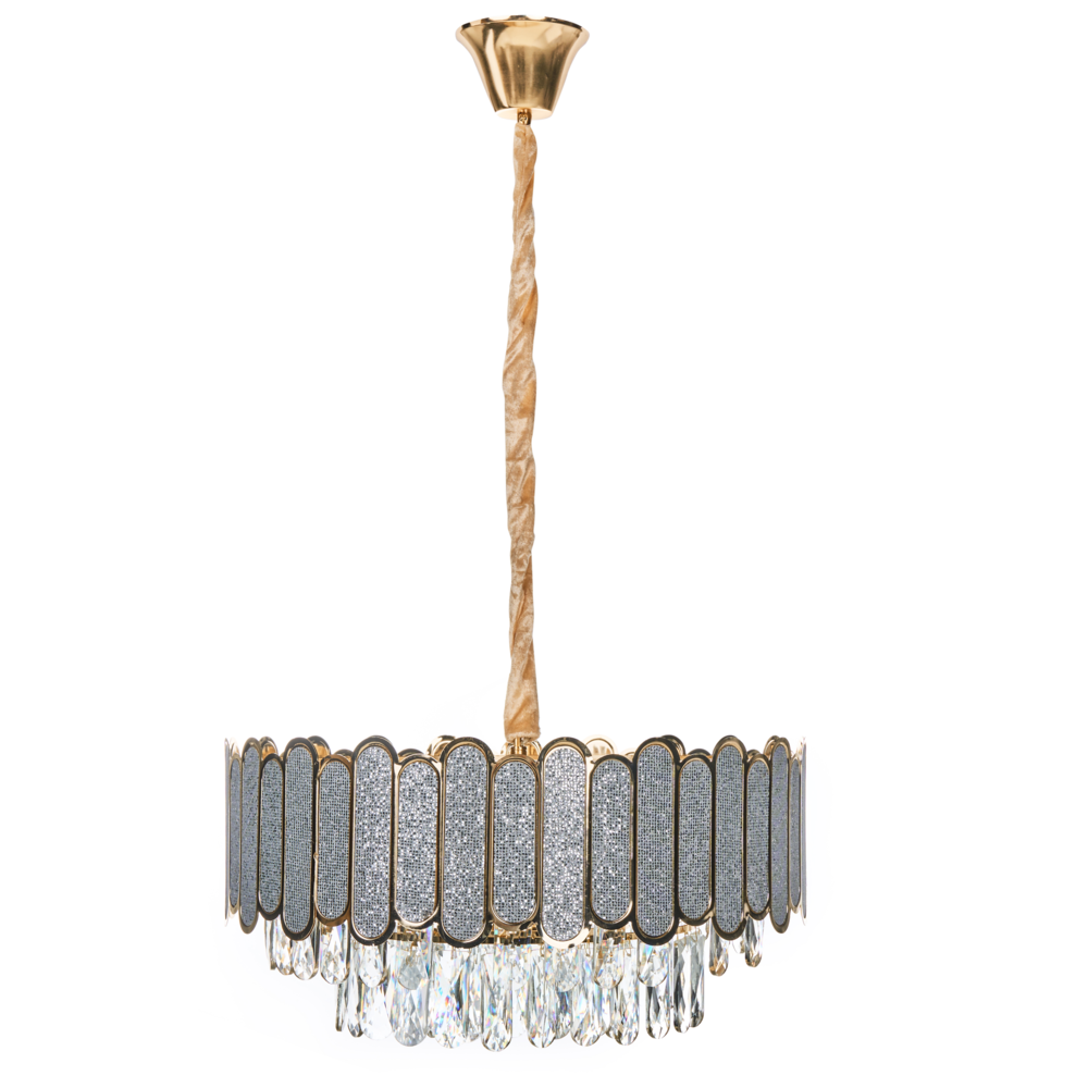 Lampadario in ottone e cristalli di vetro ⌀ 46 cm Lampada a sospensione stile glamour