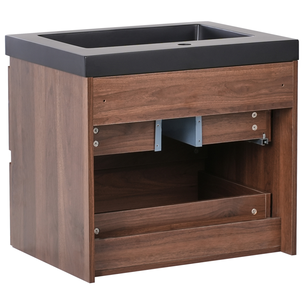 Mobiletto pensile con lavabo in legno MDF 2 cassetti 60 x 46 cm marrone scuro stile moderno