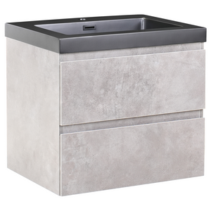 Mobiletto pensile con lavabo in legno MDF 2 cassetti 60 x 46 cm Grigio stile moderno