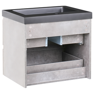 Mobiletto pensile con lavabo in legno MDF 2 cassetti 60 x 46 cm Grigio stile moderno