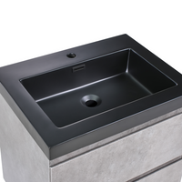 Mobiletto pensile con lavabo in legno MDF 2 cassetti 60 x 46 cm Grigio stile moderno