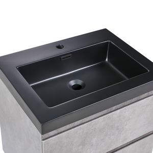 Mobiletto pensile con lavabo in legno MDF 2 cassetti 60 x 46 cm Grigio stile moderno
