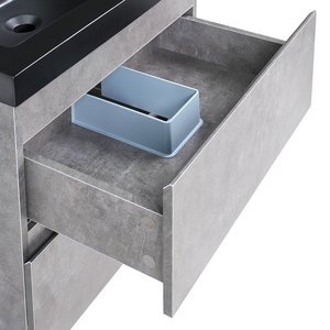 Mobiletto pensile con lavabo in legno MDF 2 cassetti 60 x 46 cm Grigio stile moderno