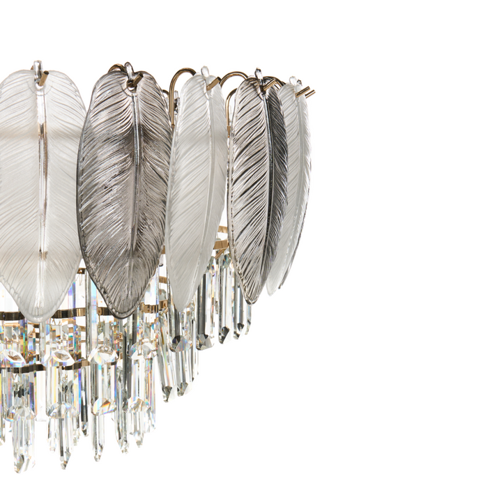 Lampadario in metallo ottone e cristalli di vetro ⌀ 50 cm Lampada a sospensione stile glamour