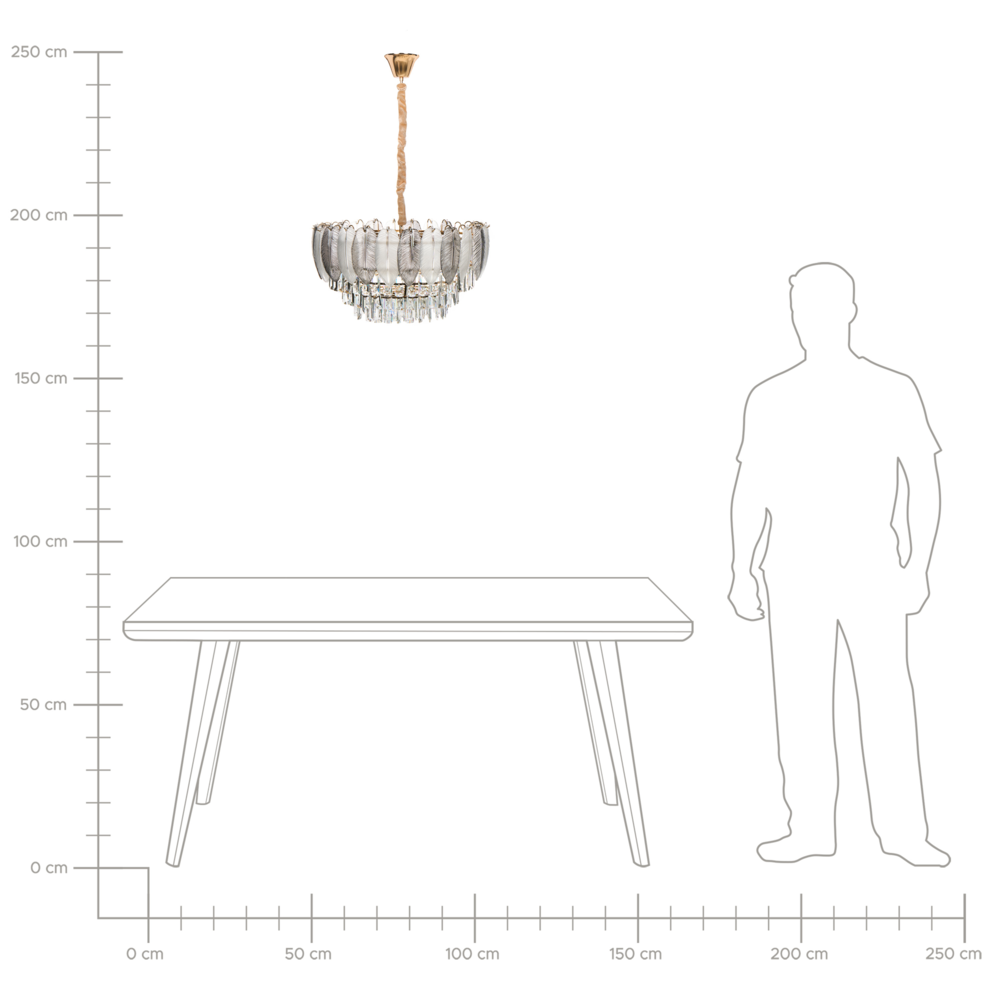 Lampadario in metallo ottone e cristalli di vetro ⌀ 50 cm Lampada a sospensione stile glamour