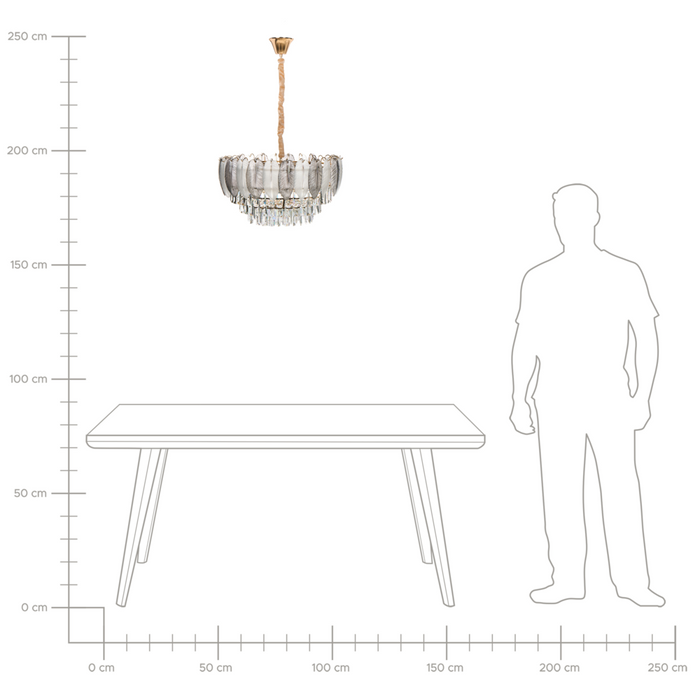 Lampadario in metallo ottone e cristalli di vetro ⌀ 50 cm Lampada a sospensione stile glamour