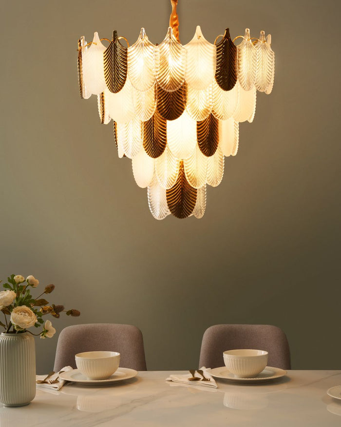 Lampadario in ottone e cristalli di vetro ⌀ 46 cm Lampada a sospensione stile glamour