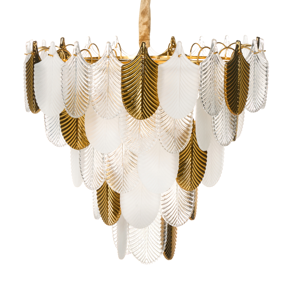 Lampadario in ottone e cristalli di vetro ⌀ 46 cm Lampada a sospensione stile glamour