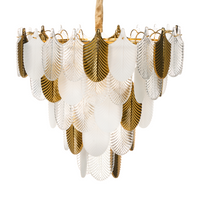 Lampadario in ottone e cristalli di vetro ⌀ 46 cm Lampada a sospensione stile glamour