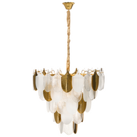 Lampadario in ottone e cristalli di vetro ⌀ 46 cm Lampada a sospensione stile glamour