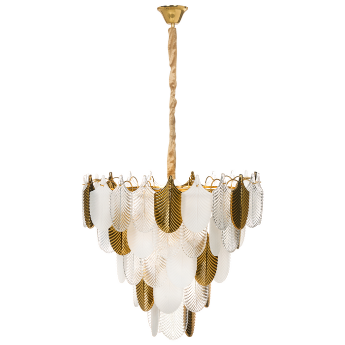 Lampadario in ottone e cristalli di vetro ⌀ 46 cm Lampada a sospensione stile glamour