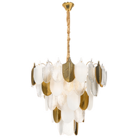 Lampadario in ottone e cristalli di vetro ⌀ 46 cm Lampada a sospensione stile glamour