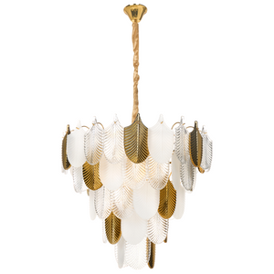 Lampadario in ottone e cristalli di vetro ⌀ 46 cm Lampada a sospensione stile glamour