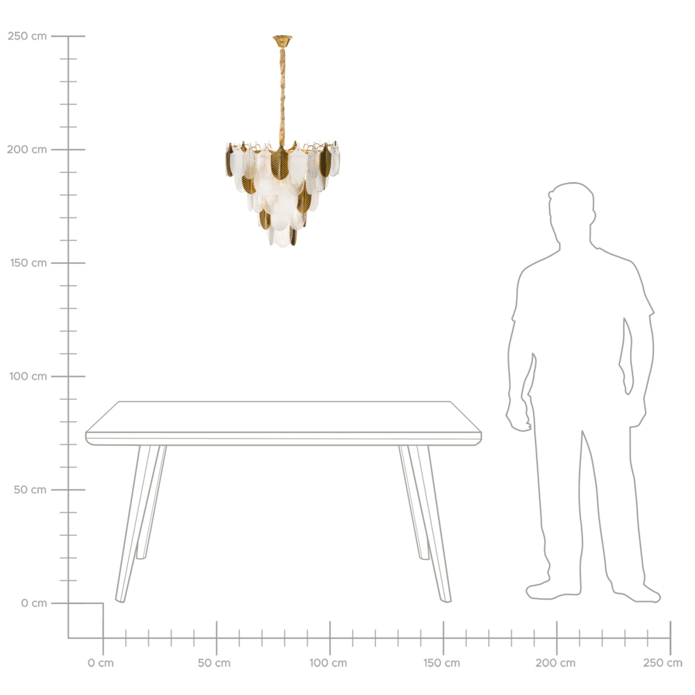 Lampadario in ottone e cristalli di vetro ⌀ 46 cm Lampada a sospensione stile glamour