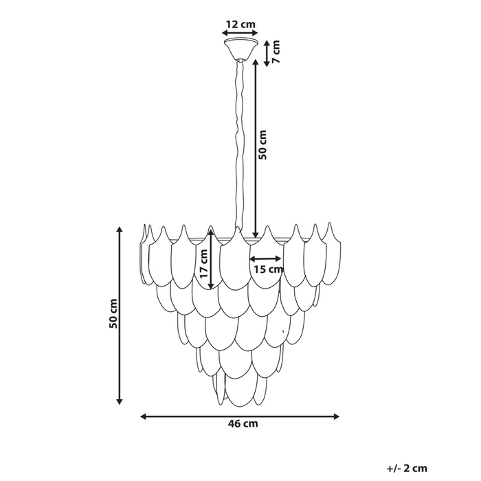 Lampadario in ottone e cristalli di vetro ⌀ 46 cm Lampada a sospensione stile glamour