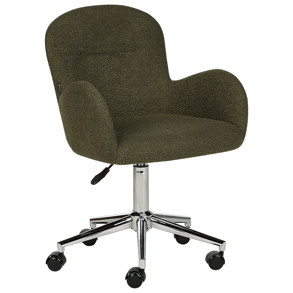 Sedia da ufficio girevole con altezza regolabile in tessuto boucle verde stile moderno retrò ufficio di casa