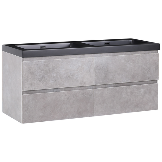 Mobiletto pensile con lavabo in legno MDF 2 cassetti 120 x 46 cm Grigio stile moderno