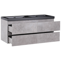 Mobiletto pensile con lavabo in legno MDF 2 cassetti 120 x 46 cm Grigio stile moderno