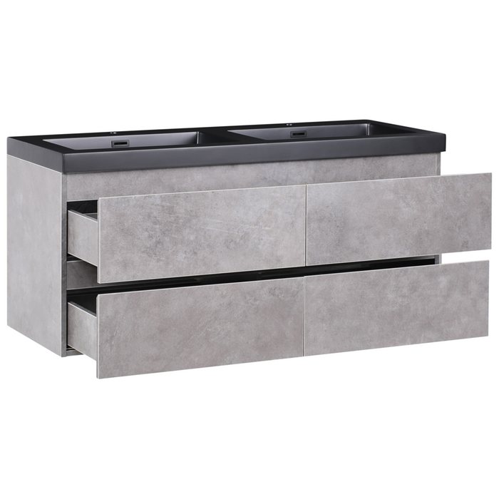 Mobiletto pensile con lavabo in legno MDF 2 cassetti 120 x 46 cm Grigio stile moderno