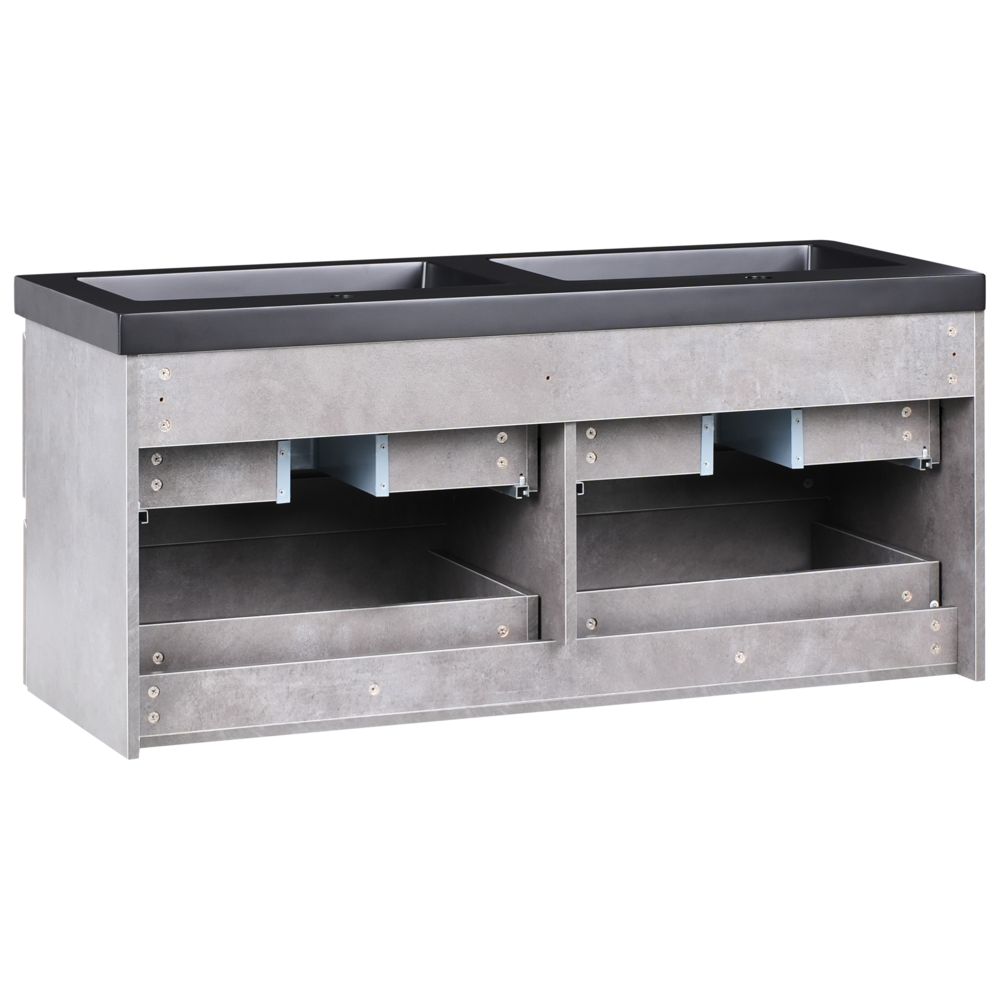 Mobiletto pensile con lavabo in legno MDF 2 cassetti 120 x 46 cm Grigio stile moderno