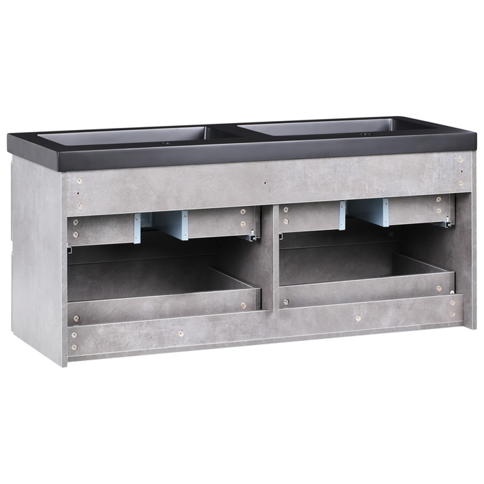 Mobiletto pensile con lavabo in legno MDF 2 cassetti 120 x 46 cm Grigio stile moderno