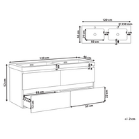 Mobiletto pensile con lavabo in legno MDF 2 cassetti 120 x 46 cm Grigio stile moderno