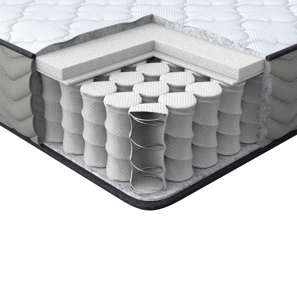 Materasso a molle insacchettate Tessuto bianco 90 x 200 cm EU