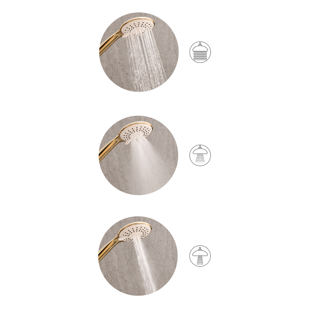 Set doccia con tubo flessibile 3 modalità di spruzzo Metallo argento Tumple