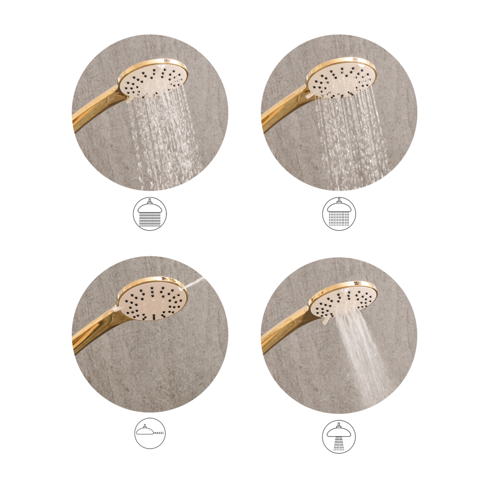 Set doccia classico moderno con tubo 4 modalità di getto Metallo oro