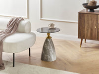 Tavolino in metallo nero con piano in vetro temperato effetto marmo Tavolino da caffÃ¨ piccolo Tavolino finale stile glamour