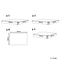 Set di copricuscini per esterni in tessuto bianco sporco per divano, sedile, schienale e federe.