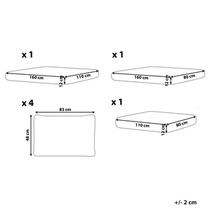 Set di copricuscini per esterni in tessuto bianco sporco per divano, sedile, schienale e federe.