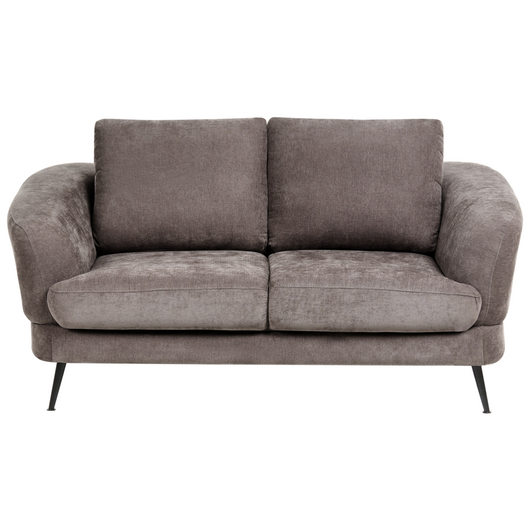 Divano a 2 posti Tappezzeria in ciniglia taupe Gambe nere in ferro con braccioli Angolo lettura soggiorno Stile moderno