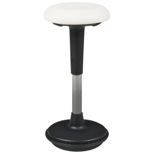 Sgabello in ecopelle bianco con struttura in metallo ad altezza regolabile mobili da ufficio