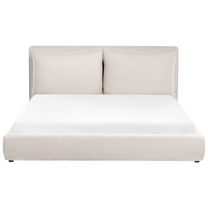 Letto matrimoniale ad acqua tessuto bouclè marrone 180 x 200 cm camera da letto moderna