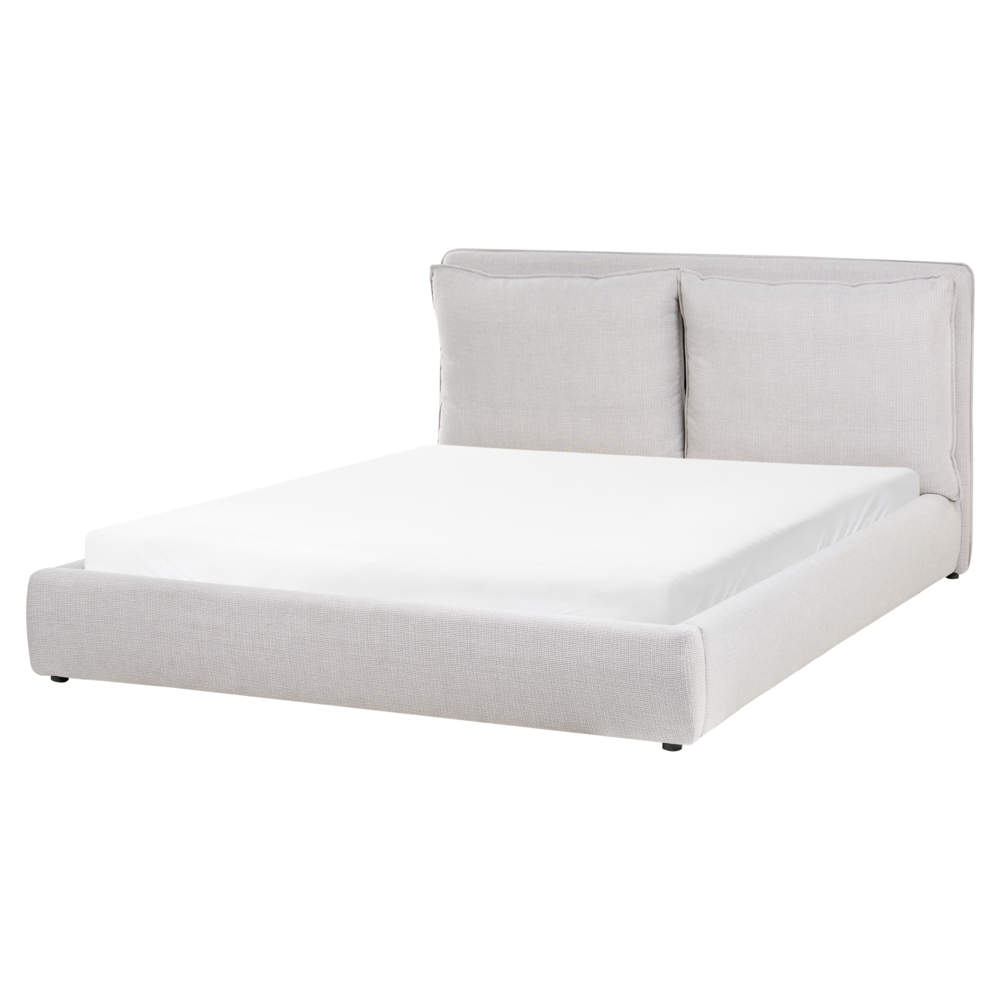 Letto matrimoniale ad acqua tessuto grigio chiaro 160 x 200 cm camera da letto moderna