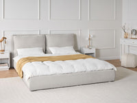 Letto matrimoniale ad acqua tessuto bouclè marrone 180 x 200 cm camera da letto moderna