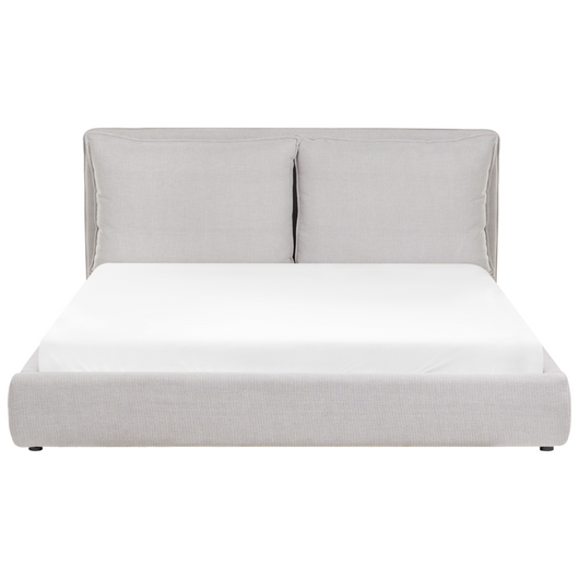 Letto matrimoniale ad acqua tessuto bouclè marrone 180 x 200 cm camera da letto moderna