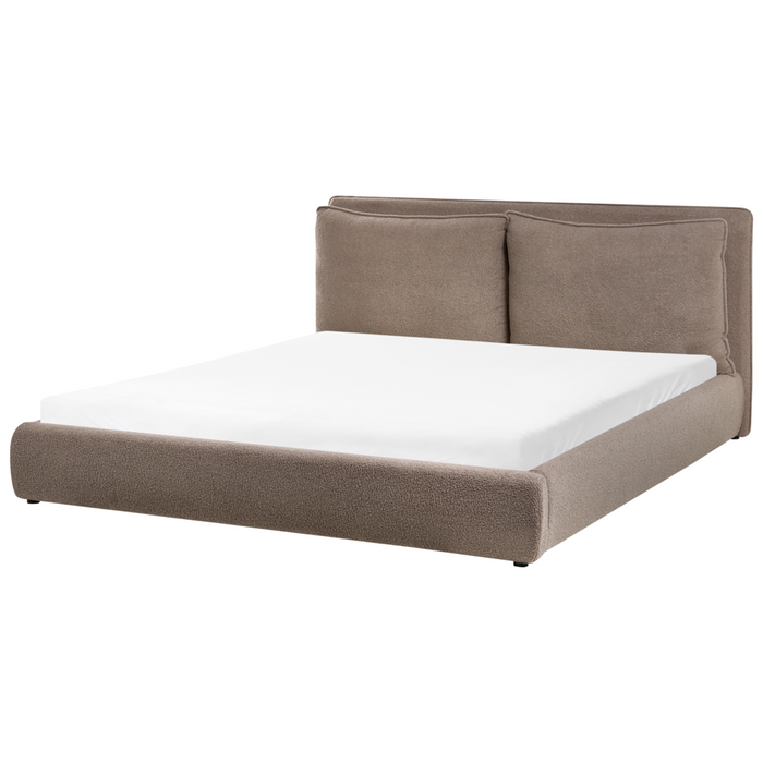 Letto matrimoniale ad acqua tessuto bouclè tortora 160 x 200 cm camera da letto moderna