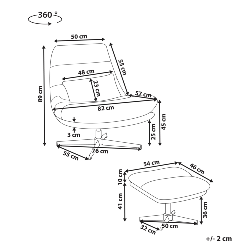 Poltrona girevole con poggiapiedi Nero Ciniglia Base singola Seduta imbottita