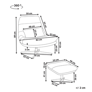 Poltrona girevole con poggiapiedi Nero Ciniglia Base singola Seduta imbottita