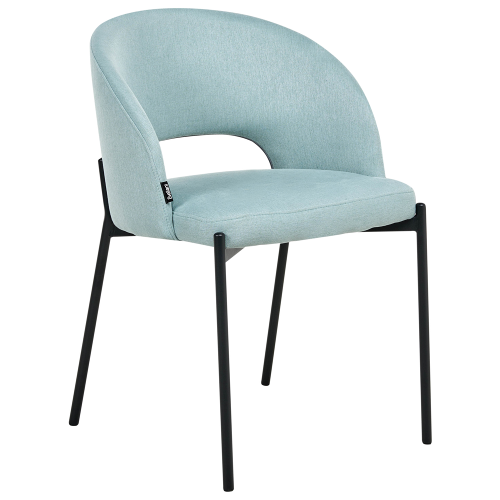 Set di 2 sedie da pranzo tessuto azzurro e metallo braccioli e schienale con apertura moderna industriale