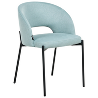 Set di 2 sedie da pranzo tessuto azzurro e metallo braccioli e schienale con apertura moderna industriale