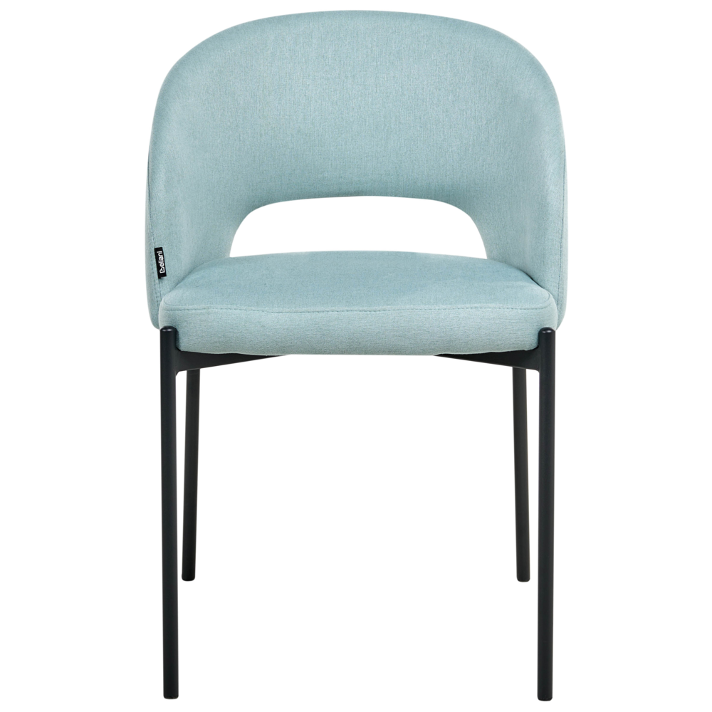 Set di 2 sedie da pranzo tessuto azzurro e metallo braccioli e schienale con apertura moderna industriale