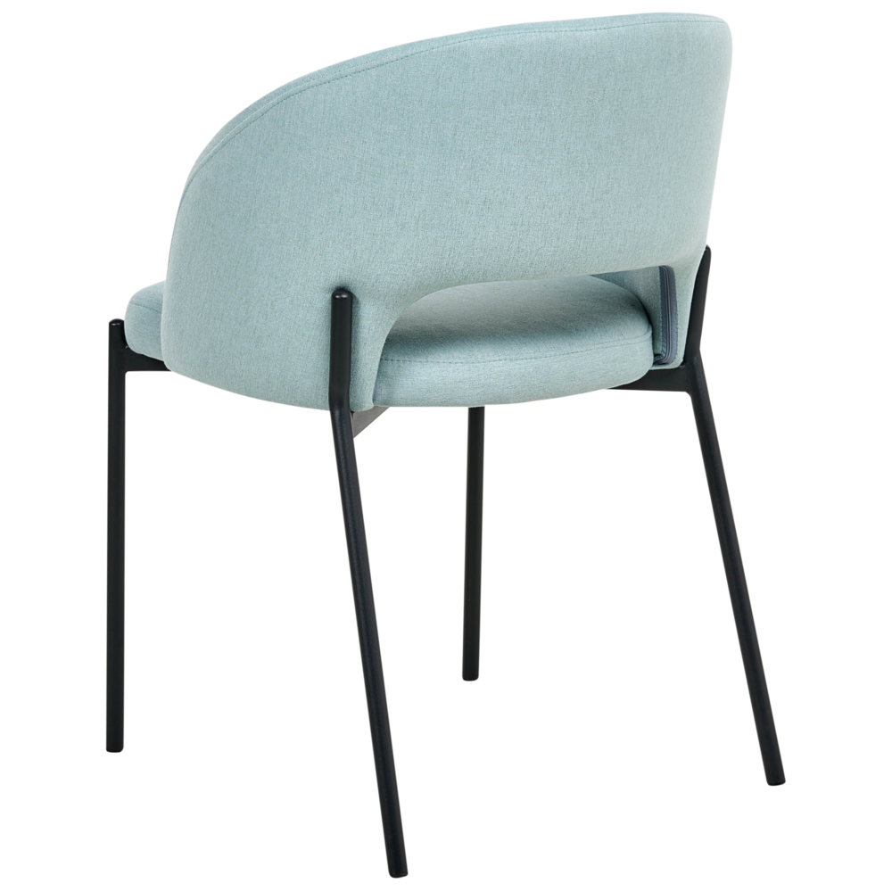 Set di 2 sedie da pranzo tessuto azzurro e metallo braccioli e schienale con apertura moderna industriale